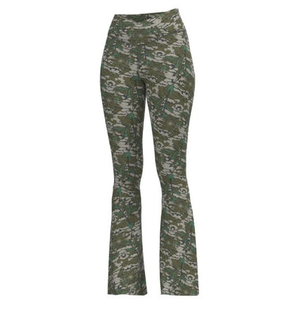 Local Girl Flare Leggings in Green Leaf