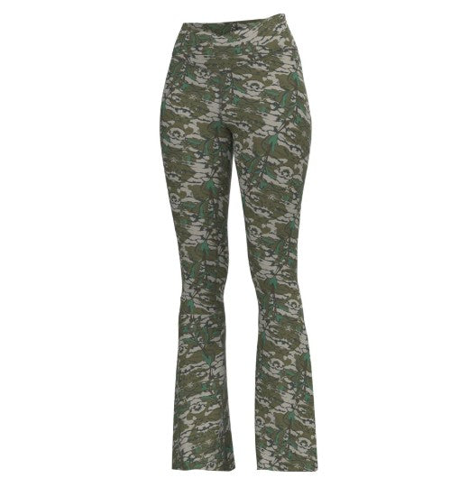 Local Girl Flare Leggings in Green Leaf