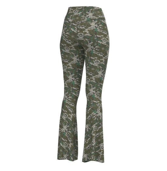 Local Girl Flare Leggings in Green Leaf