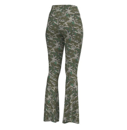 Local Girl Flare Leggings in Green Leaf