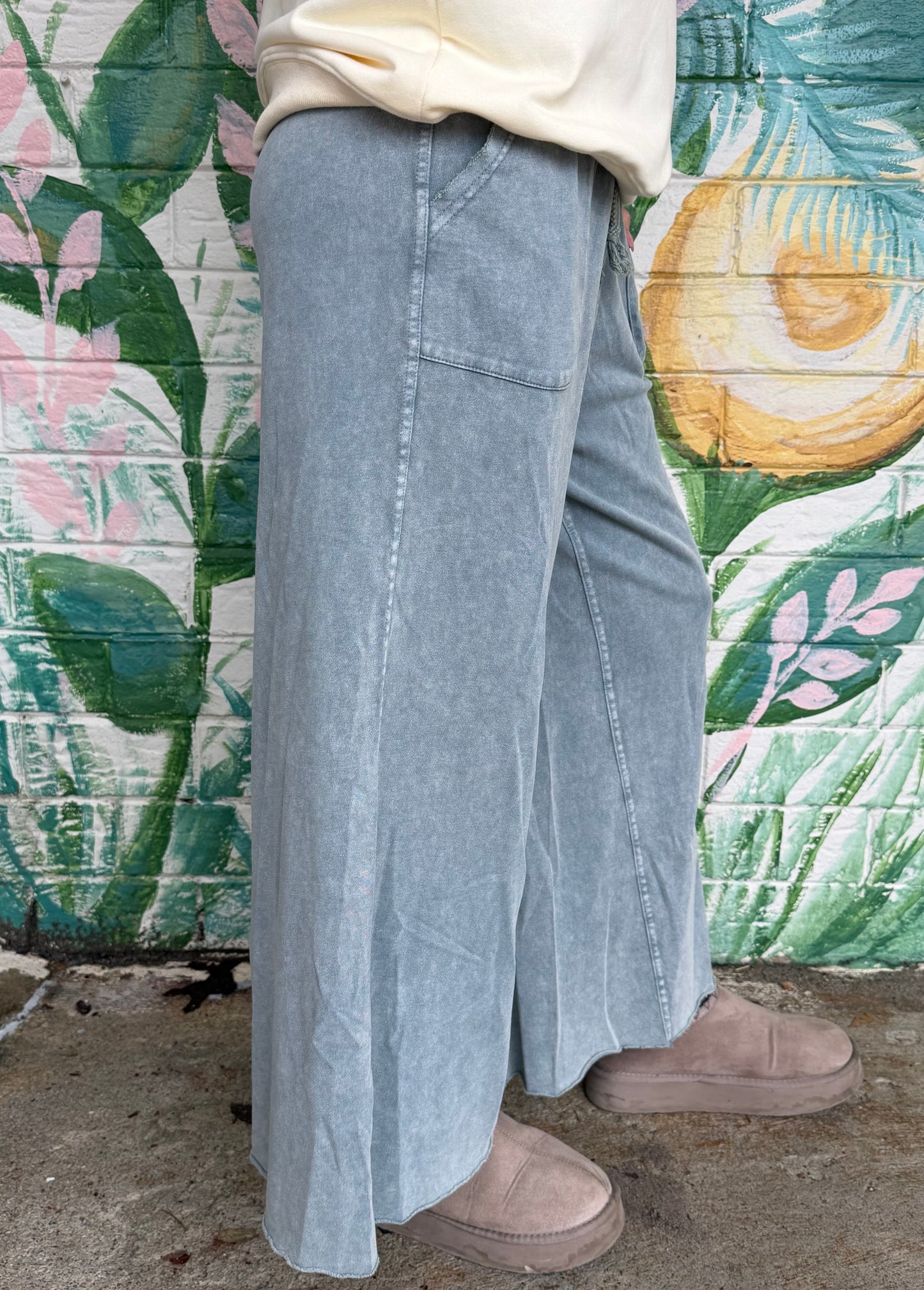 Easel Open Minded Flare Bottoms Ginny Pants - Faded Teal