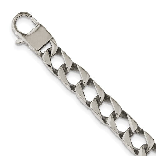 Stainless Steel Polished Square Curb Link Necklace - 24"