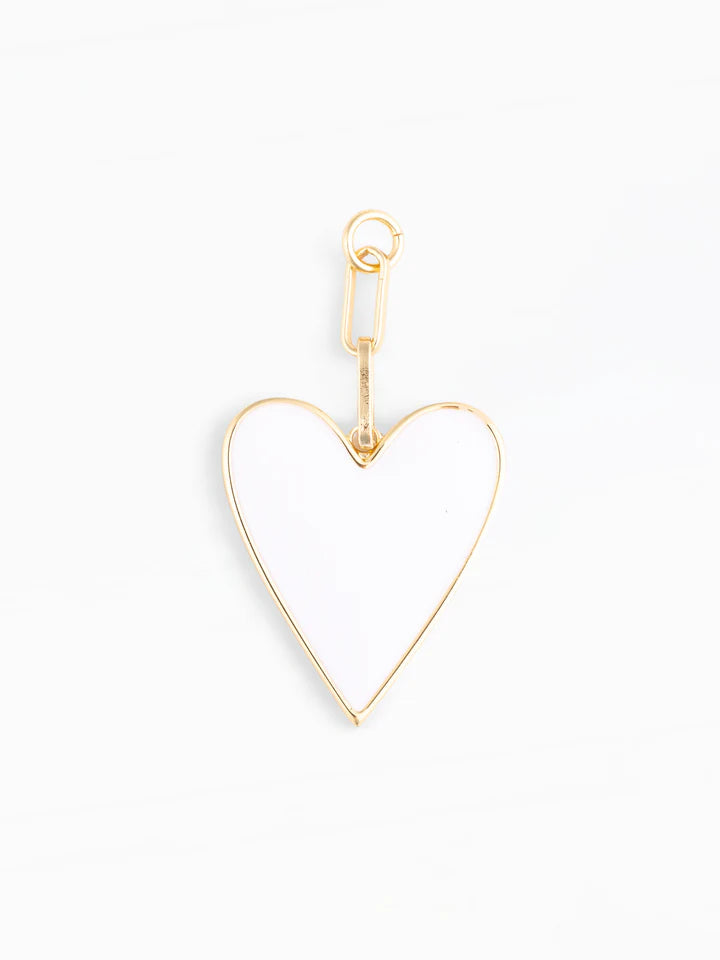 68175 Mary Square White Enamel Heart Bag Charm