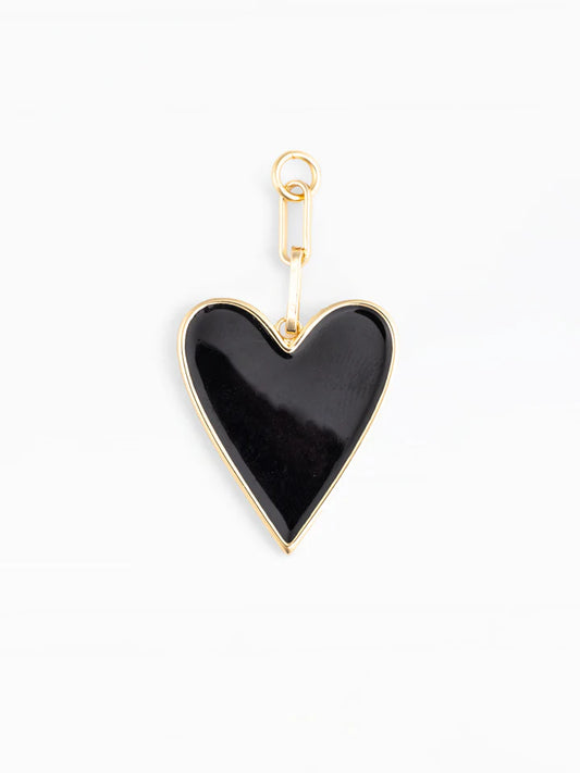 68176 Mary Square Black Enamel Heart Bag Charm