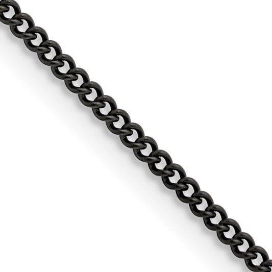 Black Stainless Steel 2.25mm Round Curb Chain - 16"