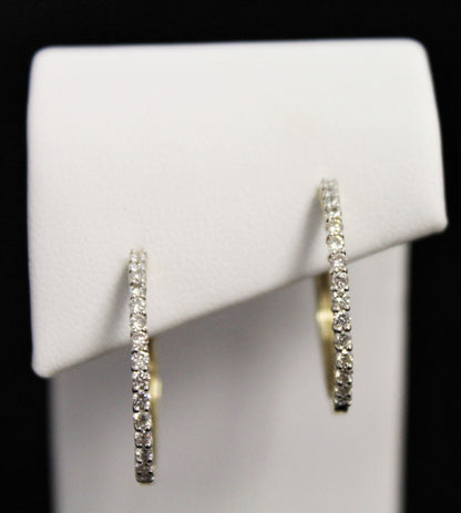 10K Yellow Gold Diamond Hoop Earrings - .50CT