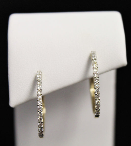 10K Yellow Gold Diamond Hoop Earrings - .50CT