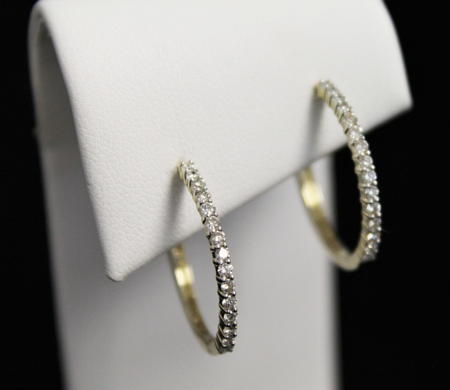10K Yellow Gold Diamond Hoop Earrings - .50CT