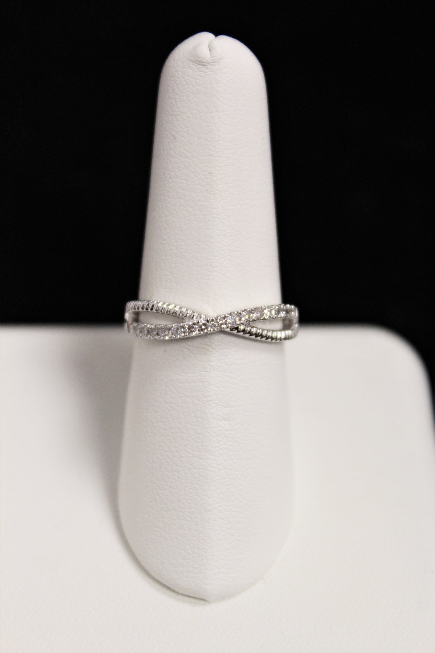 10K White Gold Diamond Twist Ring - .25CT