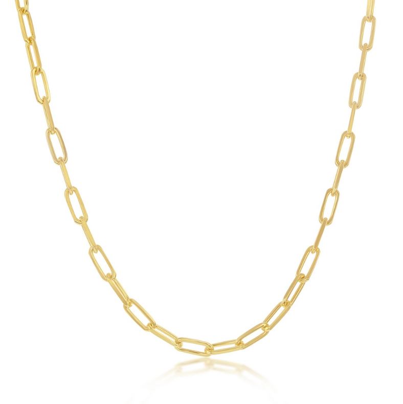 Sterling Silver Gold Plated 2.8mm Paper Clip Chain - 18"