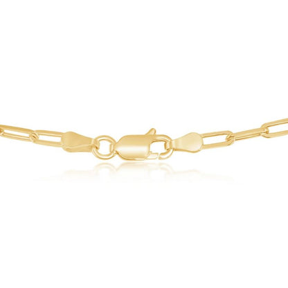 Sterling Silver Gold Plated 2.8mm Paper Clip Chain - 18"