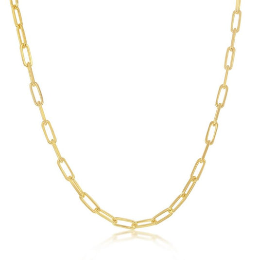 Sterling Silver Gold Plated 2.8mm Paper Clip Chain - 20"