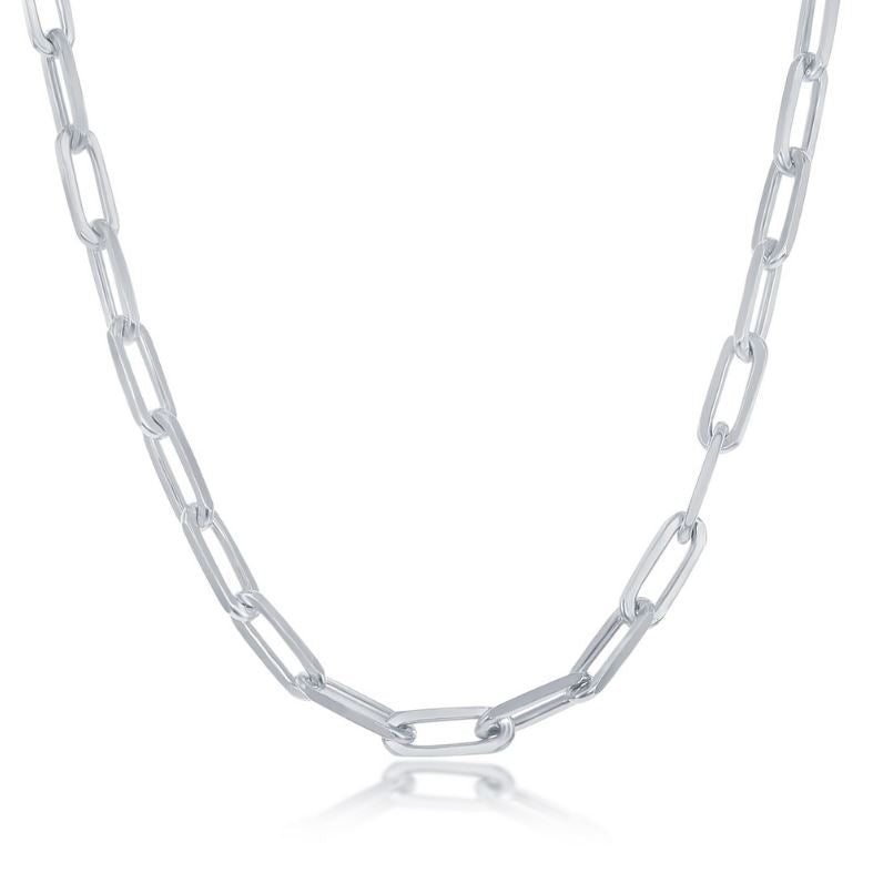 Sterling Silver 3.2mm Paper Clip Chain - 18"