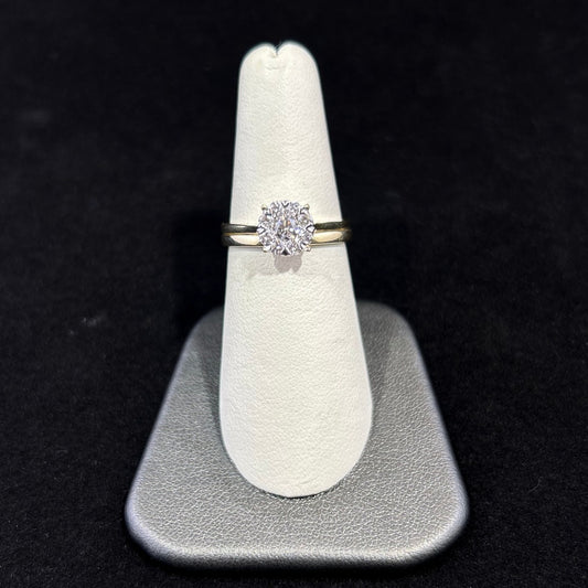 14K Yellow Gold .50CTTW Cluster Diamond Wedding Set