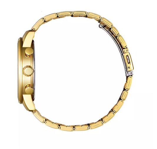 Mens Gold Tone Stainless Steel Chronograph Citizen Quartz Watch