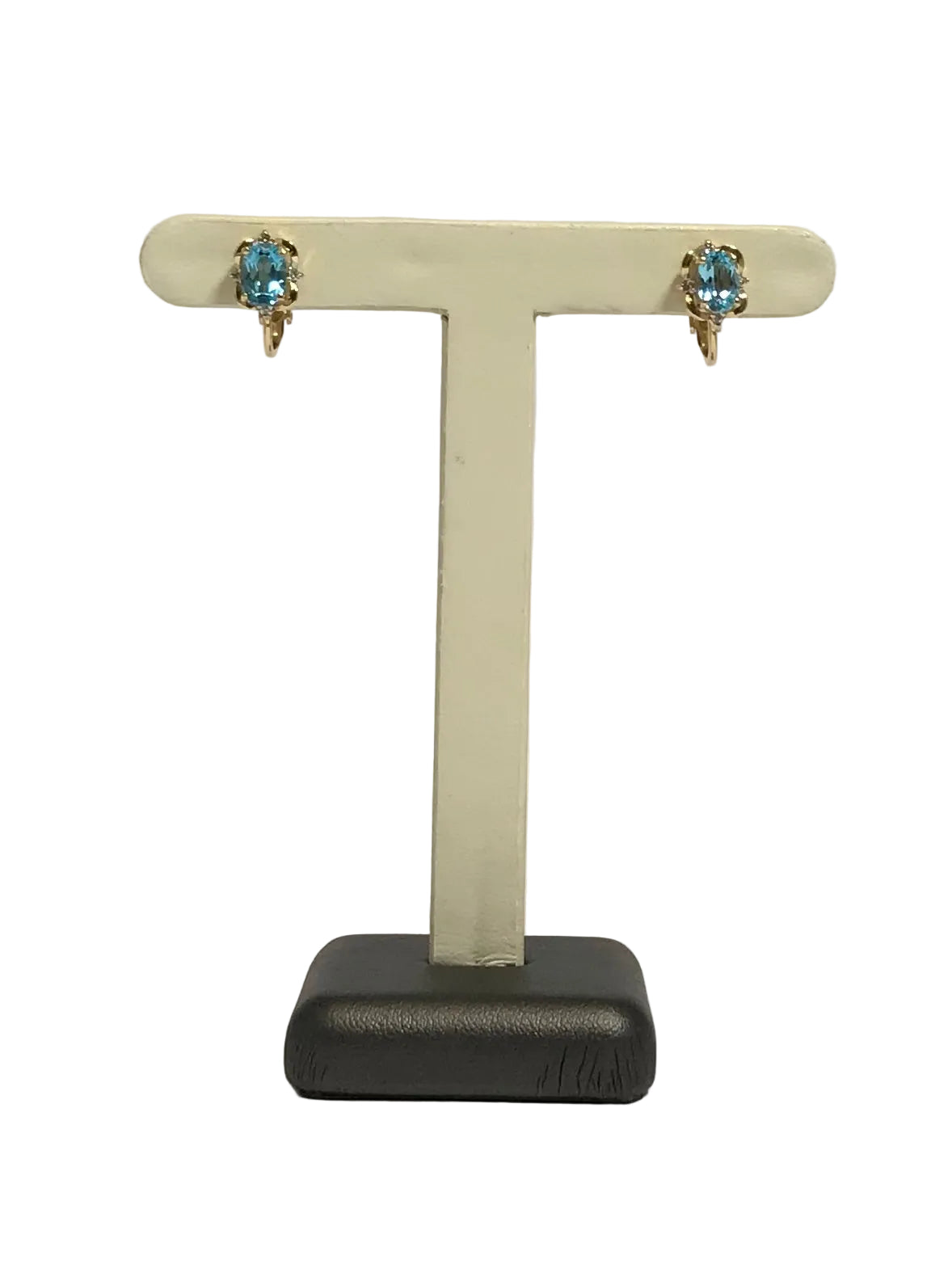 U 14K YG Light Blue/Clear Stone Clip On Earrings