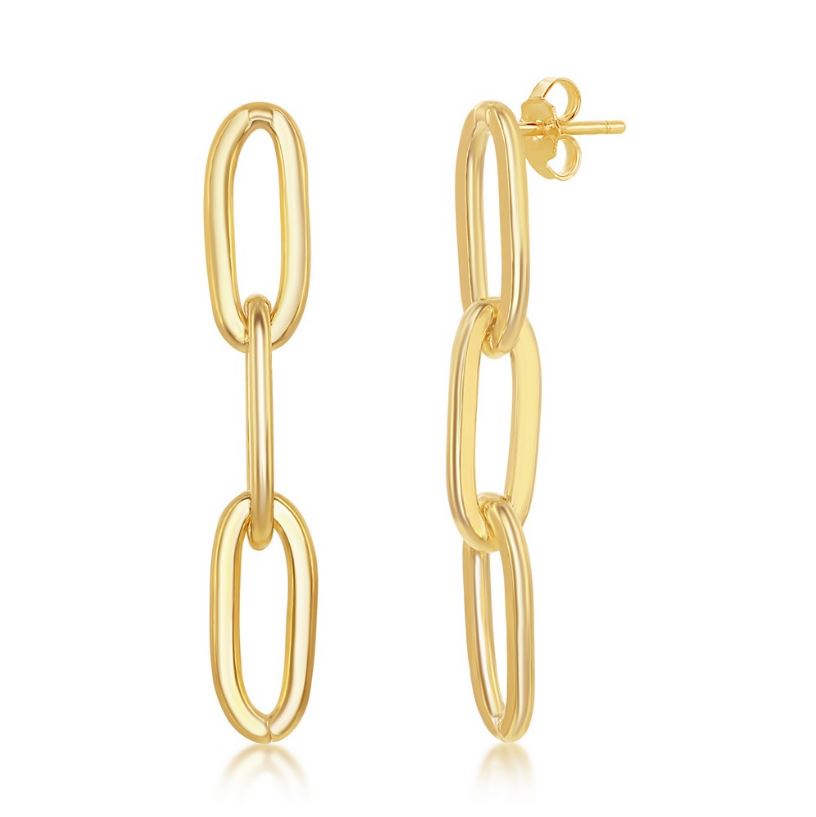 Sterling Silver Gold Plated Paper Clip Earrings
