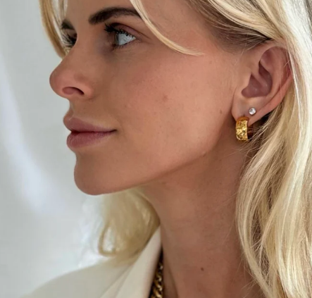 Brennan Gold Plated Hammered Huggie Hoop Earrings