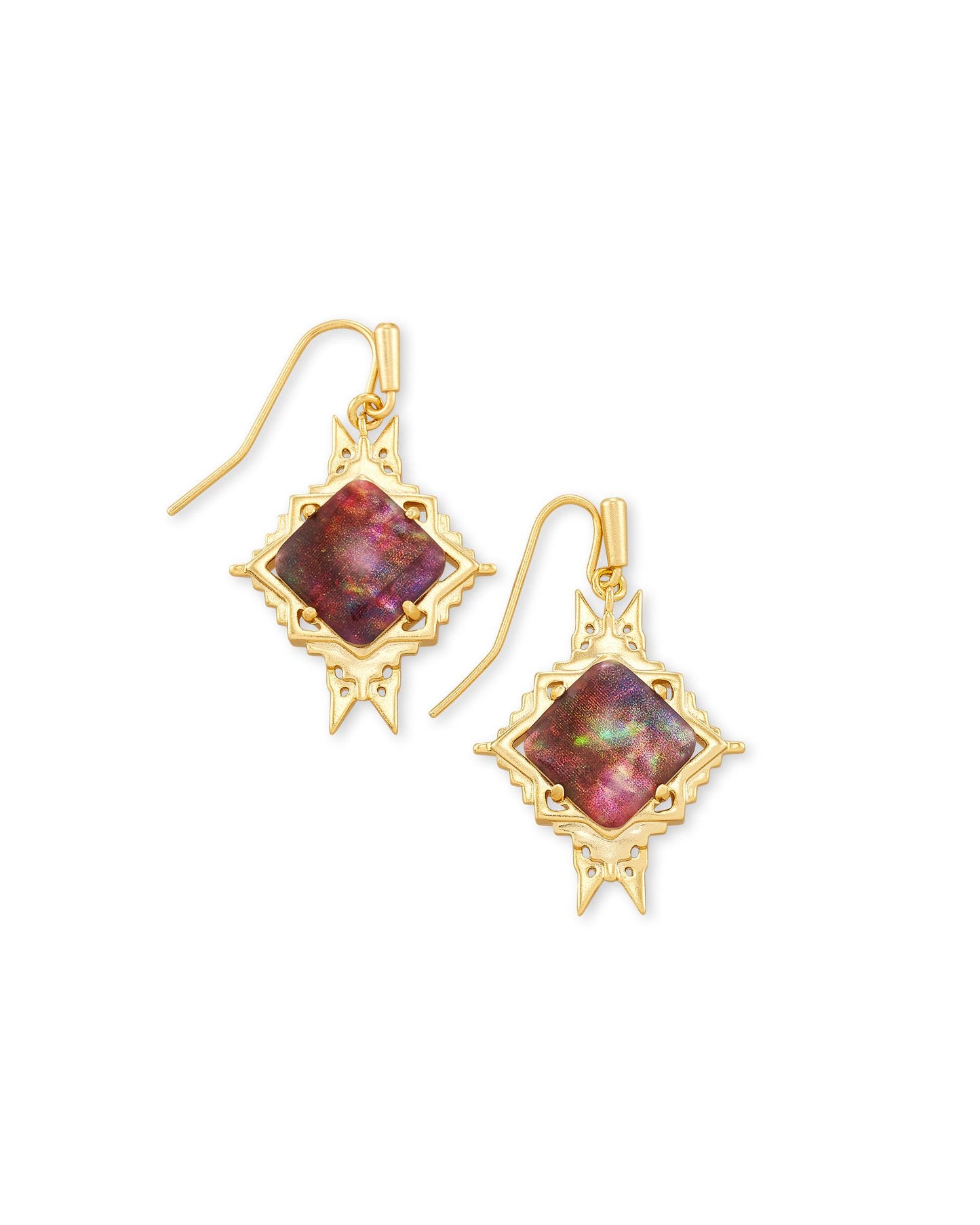 4217719517 Kendra Scott Cass Drop Earrings in Gold Mauve Abalone