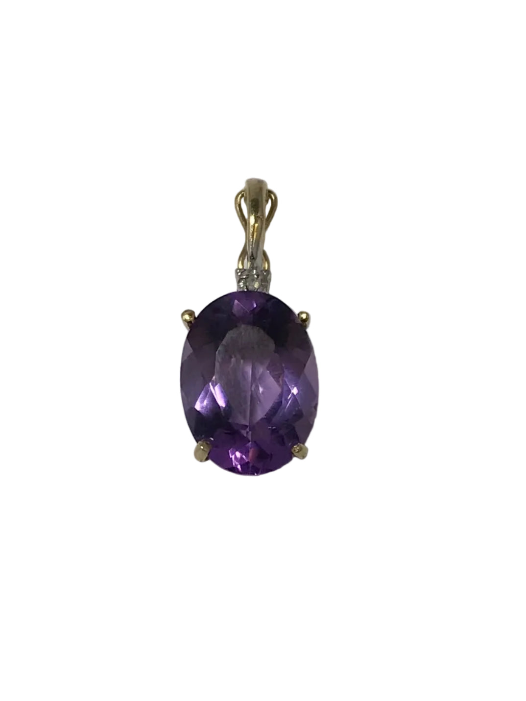 U 14K Yellow Gold Purple Stone Pendant