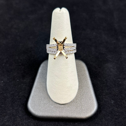 14K Yellow Gold .95CTTW Semi Mount Wedding Set
