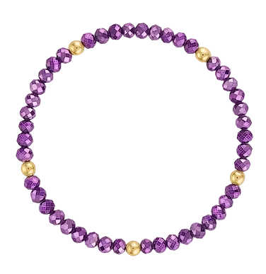 MILA-904 Mila-Mix Royal Purple with Gold Tone Ball Stretchy Bracelet 0