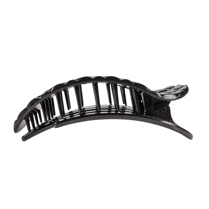 Teleties Quilted Large Flat Round Hair Clip - Jet Black