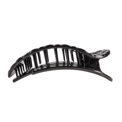 Teleties Quilted Large Flat Round Hair Clip - Jet Black