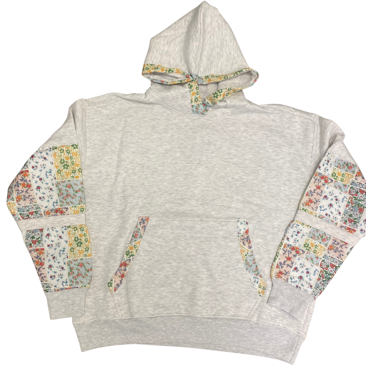 RDG66501SLD Royce Brand "Granny Hood" Patchwork Hoodie Ash 0