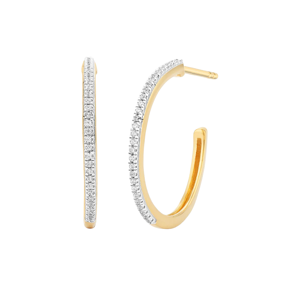 Ella Stein Sterling Silver Gold Plated .12CTTW Diamond Small Hoop Earring