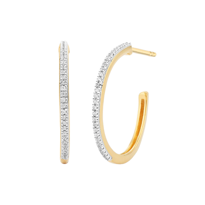 Ella Stein Sterling Silver Gold Plated .12CTTW Diamond Small Hoop Earring