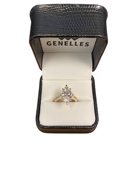 14K Yellow Gold 3.02CT Lab Grown Marquise Solitaire .25CTTW Diamond Mounting 0