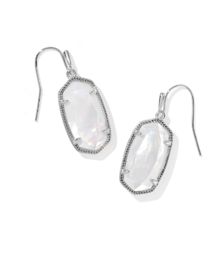 Kendra Scott Dani Drop Earrings in Silver Ivory Mother of Pearl