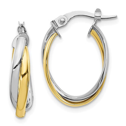Ladies 10K Two-Tone Classic Polished Hoop Earrings