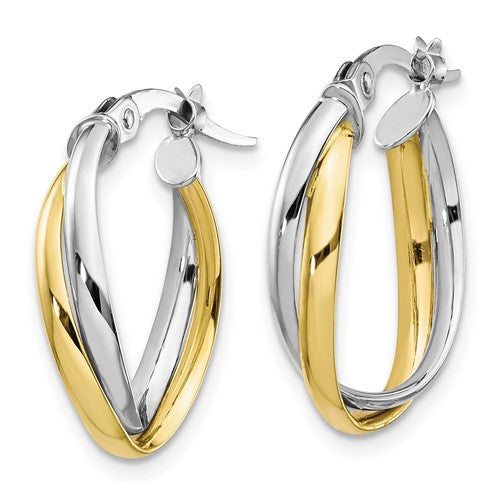Ladies 10K Two-Tone Classic Polished Hoop Earrings