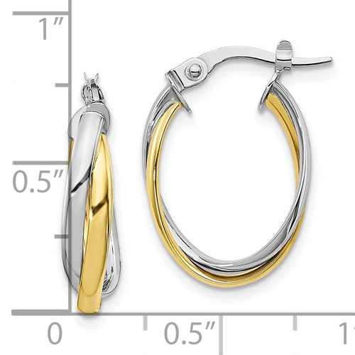 Ladies 10K Two-Tone Classic Polished Hoop Earrings