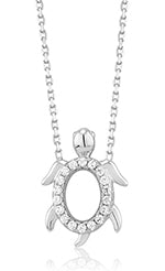 Sterling Silver CZ Turtle Necklace