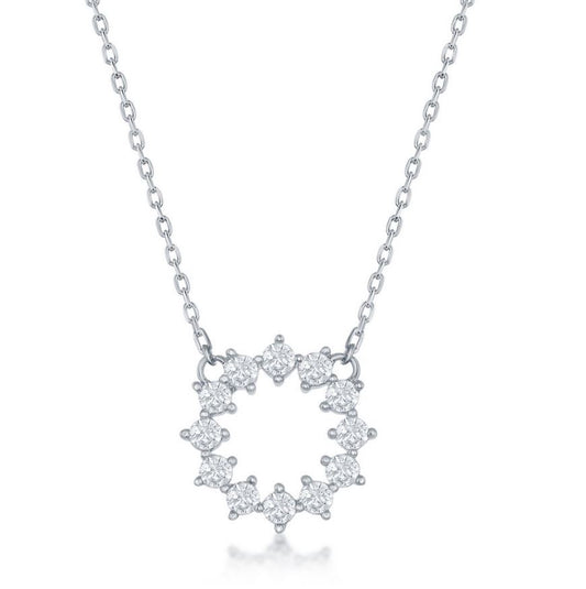 Sterling Silver Cubic Zirconia Circle Necklace