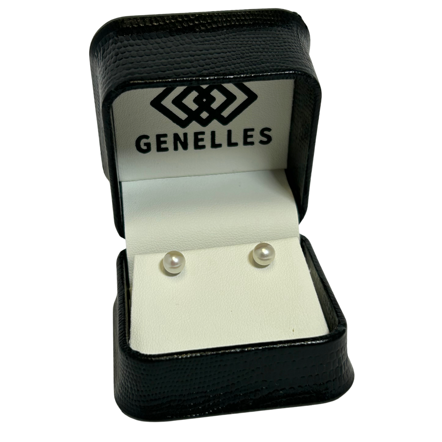 14K White Gold 5X5.5MM Freshwater Pearl Earrings