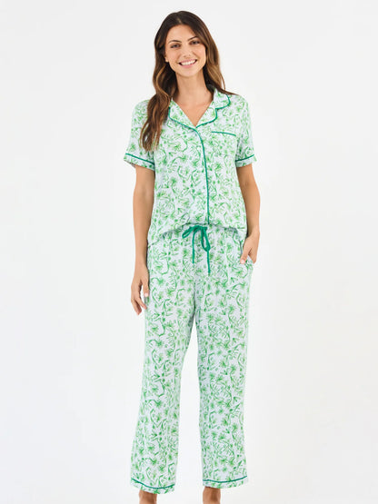 71304 Mary Square Women's Charlotte Pants Set Laurel Blooms Light Blue