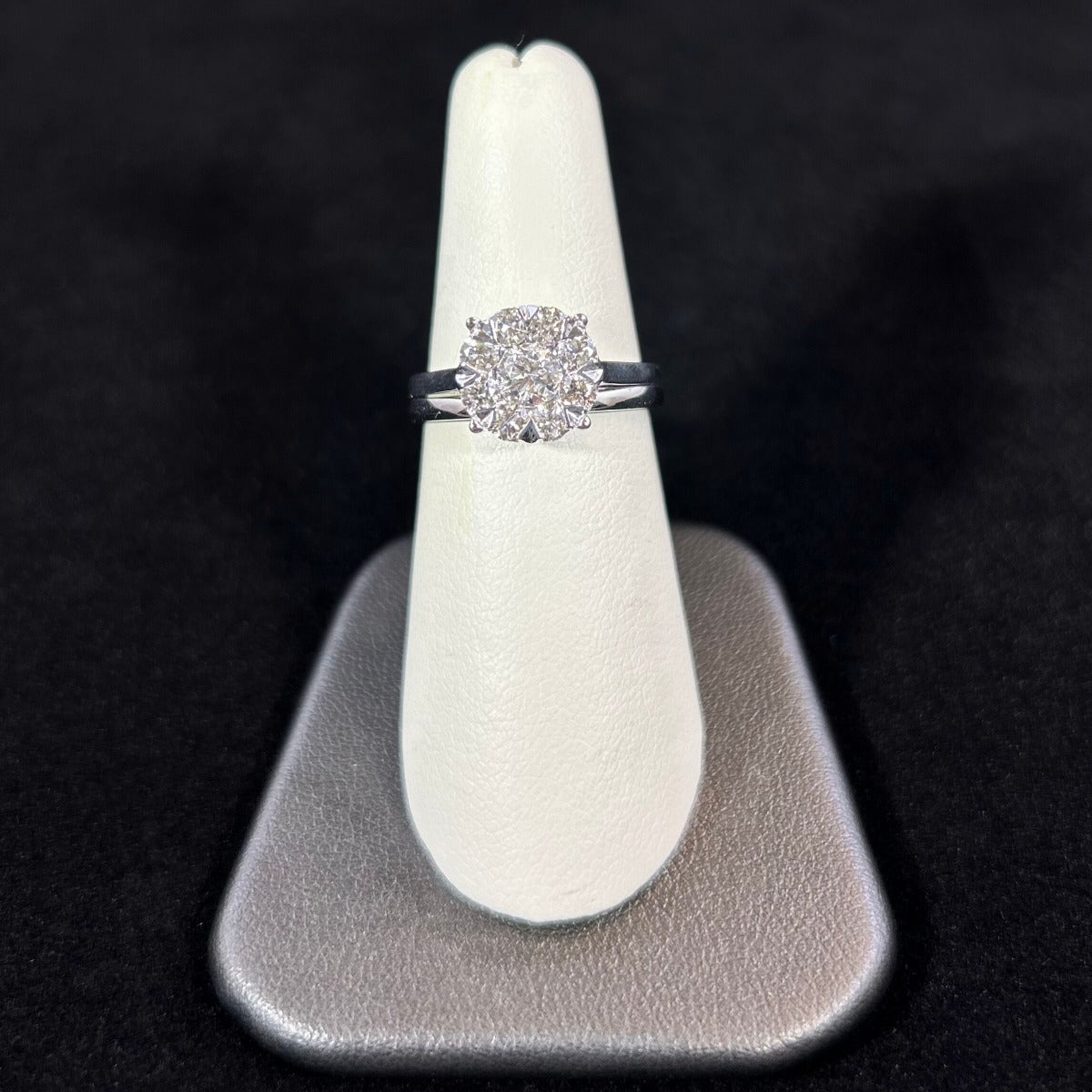 14K White Gold 1CTTW Cluster Diamond Wedding Set