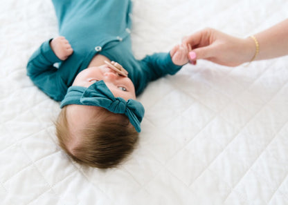 Copper Pearl Newborn Knotted Gown - Steel