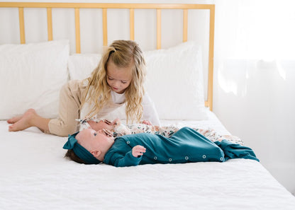 Copper Pearl Newborn Knotted Gown - Steel