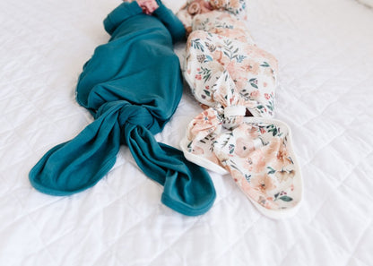 Copper Pearl Newborn Knotted Gown - Steel