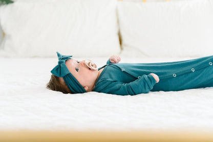 Copper Pearl Newborn Knotted Gown - Steel