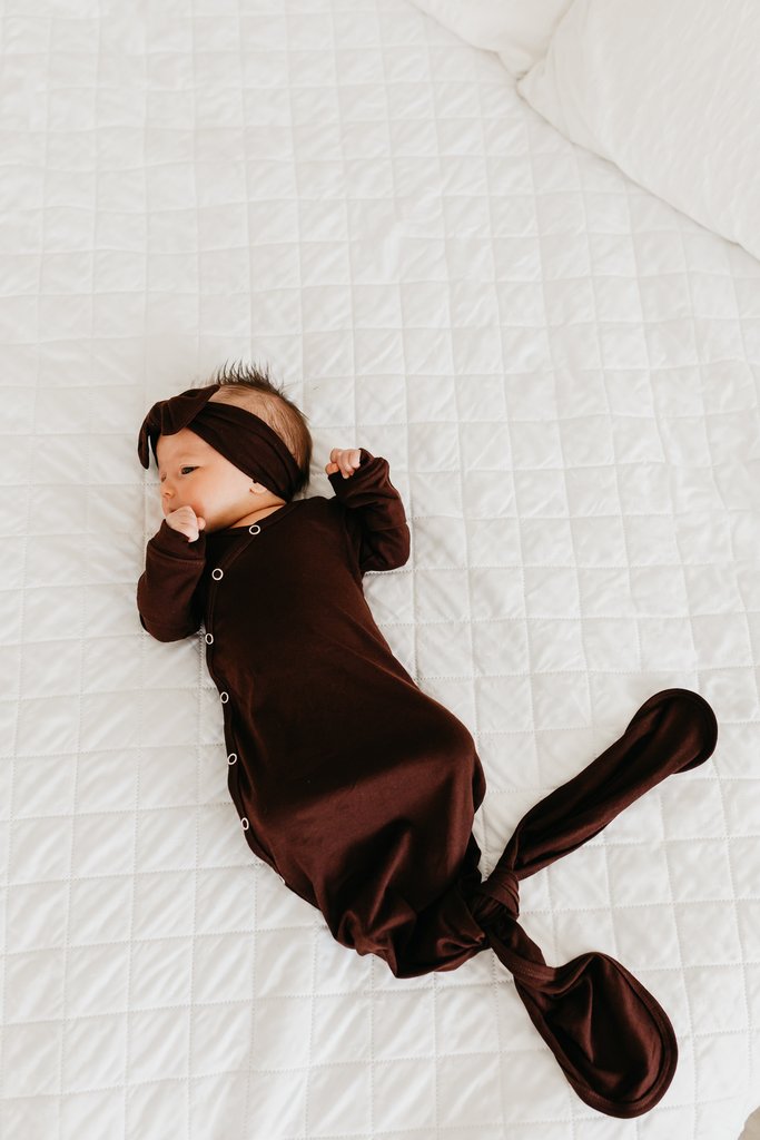 Copper Pearl Knit Headband Bow - Moose