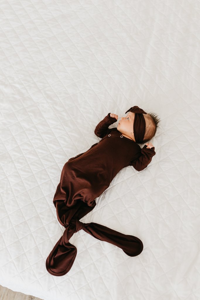 Copper Pearl Knit Headband Bow - Moose