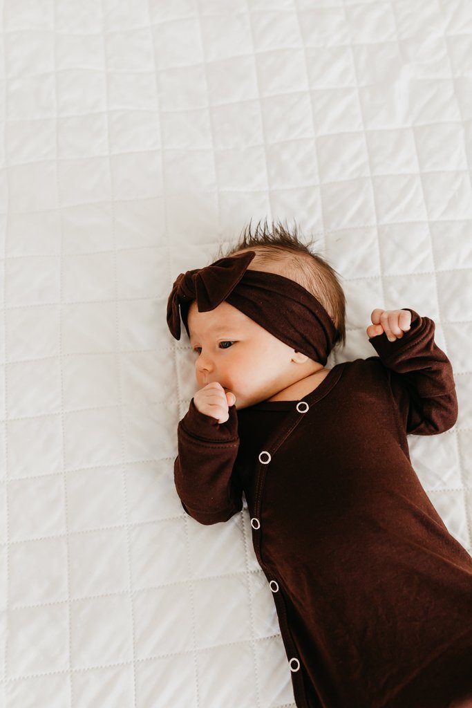 Copper Pearl Knit Headband Bow - Moose