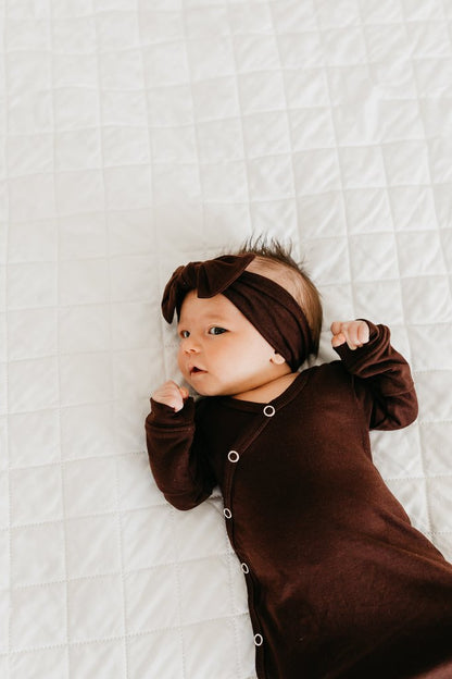 Copper Pearl Knit Headband Bow - Moose