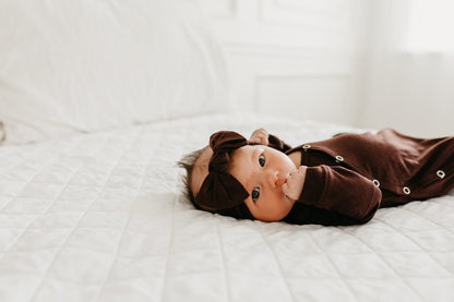 Copper Pearl Knit Headband Bow - Moose